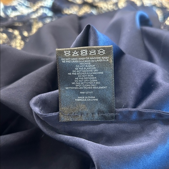 Belle Badgley Mischka Embroidered Sequin Cocktail Party Dress Navy Size 14 - Picture 10 of 10